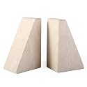 Marble Bookends for Heavy Books, Decorative Book Ends for Shelves, Durable and Heavy-Duty Stone Bookends for Hardback Book &amp; CDS, Unique Book Stopper &amp; Holder, New Jura Beige-Vein, Set of 2
