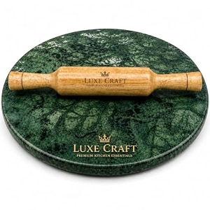 marble chakla belan set 11 inch green  roti amp chapati maker board with rolling pin  premium polished stone chakla for kitchen  durable easy clean cooking tool