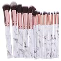 Marble Makeup Brush Set Nylon Plastic Handle Cosmetic Tools 15 Pcs