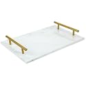 Marble Serving Tray with Handles 30x20cm White Multi Function