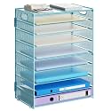 Marbrasse Paper Organizer Letter Tray, 9 Tier Mesh File Organizer with Handle, Paper Sorter Desk Organizer for Home Office Supplies - Blue