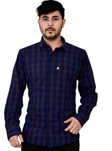 Marc Laurent Men Checkered Casual Brown Blue