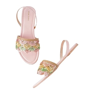 Marc Loire Womens Embroidered and Embellished Flat