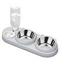 Marchul 3 in 1 Cat Bowl, Cat Food and Water Bowl Set with Water Dispenser and Stainless Steel Bowls, 15° Tilted Pet Three Bowls for Indoor Cats, Small or Medium Sized Dogs