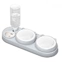 Marchul 3-in-1 Cat Bowl, Ceramic Food and Water Bowl Set, 15° Sloped Design, for Indoor Cats, Small Dogs, and Medium Dogs