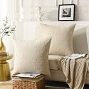 MarCielo 2 Pack Throw Pillow Covers Euro Sham Covers (26"X26", Beige)