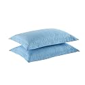 MarCielo 2-Piece Embroidered Pillow Shams, Decorative Microfiber Pillow Covers Set, Standard Size (Paris Blue)