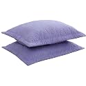 MarCielo 2-Piece Embroidered Pillow Shams, Decorative Microfiber Pillow Covers Set (Lavender, King)