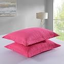 MarCielo 2-Piece Embroidered Pillow Shams, King Decorative Microfiber Pillow Covers Set, King Size (Hot Pink)