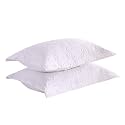 MarCielo 2-Piece Embroidered Pillow Shams, King Decorative Microfiber Pillow Covers Set, King Size (White)