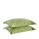 MarCielo 2-Piece Embroidered Pillow Shams, Decorative Microfiber Pillow Covers Set, Standard Size (Green)