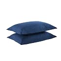 MarCielo 2-Piece Embroidered Pillow Shams, King Decorative Microfiber Pillow Covers Set, King Size (True Navy)
