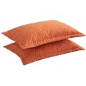 MarCielo 2-Piece Embroidered Pillow Shams, Decorative Microfiber Pillow Covers Set (Dusty Orange, King)