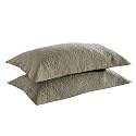 MarCielo 2-Piece Embroidered Pillow Shams, Decorative Microfiber Pillow Covers Set Standard Size Sage