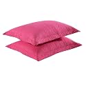 MarCielo 2-Piece Embroidered Pillow Shams, Decorative Microfiber Pillow Covers Set, Standard Size (Hot Pink)
