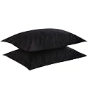 MarCielo 2-Piece Embroidered Pillow Shams, King Decorative Microfiber Pillow Covers Set, King Size (Black)