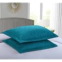 MarCielo 2 Pieces Microfiber Quilted Pillow Shams Soft Pillow Covers with Envelope Closure Standard Size(Dark Teal)