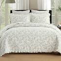 MarCielo 3-Piece 100% Cotton Bedspread Lightweight Quilt Coverlet Embroidery Farmhouse Bedding Set (Floral,King (106" X 98"))
