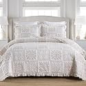 MarCielo 3-Piece 100% Cotton Oversized Bedspread Lightweight Quilt Coverlet Embroidery Farmhouse Bedding Set (TJ Colorful,King (114"x102"))