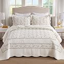 MarCielo 3-Piece 100% Cotton Oversized Bedspread Lightweight Quilt Coverlet Embroidery Farmhouse Bedding Set(TC Soft White,Oversized King (118"x106"))