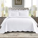MarCielo 3-Piece 100% Cotton Oversized Bedspread Lightweight Quilt Coverlet Embroidery Farmhouse Bedding Set (TG Bright White, Oversized King (118"x106"))