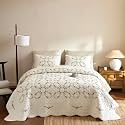 MarCielo 3Pcs Cotton French Country Floral Quilt Bedspread Set Cottagecore Style TC154