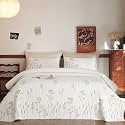 MarCielo 3pcs Cotton Quilt Set, White Floral