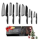 Marco Almond Kitchen Knife Set 12PC Kitchen Knives Set w Covers Black