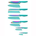 Marco Almond Kitchen Knife Set 12PC Rainbow Steel Knife Set w Cover