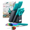 Marco Almond Knife Block Set 14PC Rainbow Kitchen Knives Set