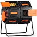 Marcytop Compost Tumbler, Easy Assemble & Efficient Outdoor Compost Bin, 45 Gallon/170 Liter Large Dual Chamber Rotating Composter for Garden, Kitchen, and Yard Waste, Orange Door