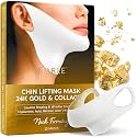 MAREE Chin Strap V Line Lifting Mask - 24K Gold Face & Neck Lift Tape Mask - Double Chin Strap for Sleeping - Neck Wrinkle Patches Reducer & Jawline Shaper for Firming, Tightening & Lifting - 10 PCS