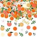 MARFOREVER 500 Pcs Little Cutie Baby Shower Confetti Citrus Decoration Orange Baby Shower Confetti Tangerine Eucalyptus Scatter for Gender Reveal Birthday Party Table Decoration Supplies