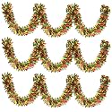 MARFOREVER Christmas Metallic Tinsel Twist Garlands, Red and Green Metallic Tinsel Garland Christmas Tree Decorations for Xmas Holiday Party Fireplace Stair Railing Mantel Home Decor, 3 Pcs 19.7 FT