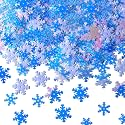 MARFOREVER Christmas Snowflakes Confetti Decorations, Iridescent Clear White Snowflake Table Confetti Mixed Winter Glitter Sequins for Xmas Winter Wonderland Party Home Decoration