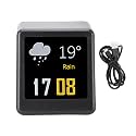 Marhynchus Mini Digital Clock, 1.54in IPS Display with Weather Forecast Temperature Humidity GIF Photo Album for Car Office Home