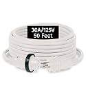 Marinco 30A 125V PowerCord Plus Shore Power Cordset, 50 ft, White