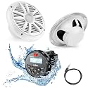 Marine Audio System Stereo Speaker Package, Bluetooth, MP3 USB AM FM Marine Stereo - 2 x 6.5 Inch White Speakers, Antenna