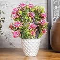 MARKET 99 Bright Pink Artificial Flower Vase for Home Décor | Lifelike Faux Floral Arrangement for Dining Table, Living Room, Bedroom, Office Desk &amp; Reception | Durable Centerpiece Decoration