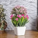 MARKET 99 Pink Artificial Flower with Decorative Vase | Elegant Faux Floral Arrangement for Dining Table, Office Desk, Bedroom, Living Room &amp; Reception | Maintenance-Free Centerpiece Decoration