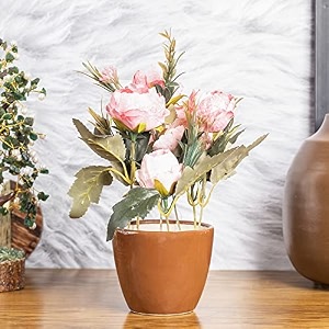 market 99 artificial light pink flower holder with decorative vase  faux floral centrepiece for dining table living room bedroom study desk amp office reception  elegant showpiece for home dcor
