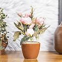 MARKET 99 Artificial Light Pink Flower Holder with Decorative Vase | Faux Floral Centrepiece for Dining Table, Living Room, Bedroom, Study Desk &amp; Office Reception | Elegant Showpiece for Home Décor