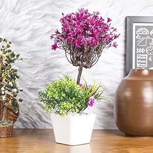 market99 artificial purple flower with vase  plants for home and centre table decoration  pots showpiece vase for dinning table living room bedroom wedding birthday and office desk  table top