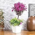 Market99 Artificial Purple Flower with Vase | Plants for Home and Centre Table Decoration | Pots Showpiece Vase for Dinning Table, Living Room, Bedroom, Wedding, Birthday, and Office Desk | Table Top