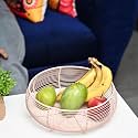 MARKET 99 Peach Wire Fruit Basket for Kitchen Storage | Net Cover Basket for Dining Table | Multipurpose Iron Drainer &amp; Vegetable Organizer | Geometric Pattern Countertop Storage Basket