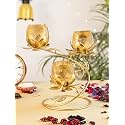 Market99 3 Lotus T- Lite Holder Stand tealight Holder,Gift, Best Gift for Diwali Decor, T- Lite Holder Stand for Home Decoration Festive Diwali, Wedding Gifting, Christmas (Iron) (Gold)