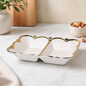 market 99 white ceramic divided serving dish  antique style platter with compartments for sweets dry fruits amp snacks  stylish tableware for kitchen dining table amp festive occasions