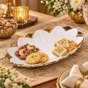 MARKET 99 Ceramic Off-White Serving Dish | Elegant &amp; Versatile Serveware for Snacks, Sweets &amp; Appetizers | Ideal for Parties, Festivals &amp; Special Occasions | Antique Stylish Tableware