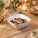 Market99 Ceramic Square Serving Dish | Glossy Antique Off-White Platter|Elegant Ceramic Tray for Sweets, Dry Fruits, Snacks &amp; Cookies | Perfect Serveware for Dining Table, Gifting &amp; Festive Occasions