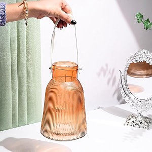 market 99 orange glass t-light candle holder  cylindrical tealight stand with stripe design amp matte look  decorative votive for diwali dining table bedroom wedding amp festive gifting